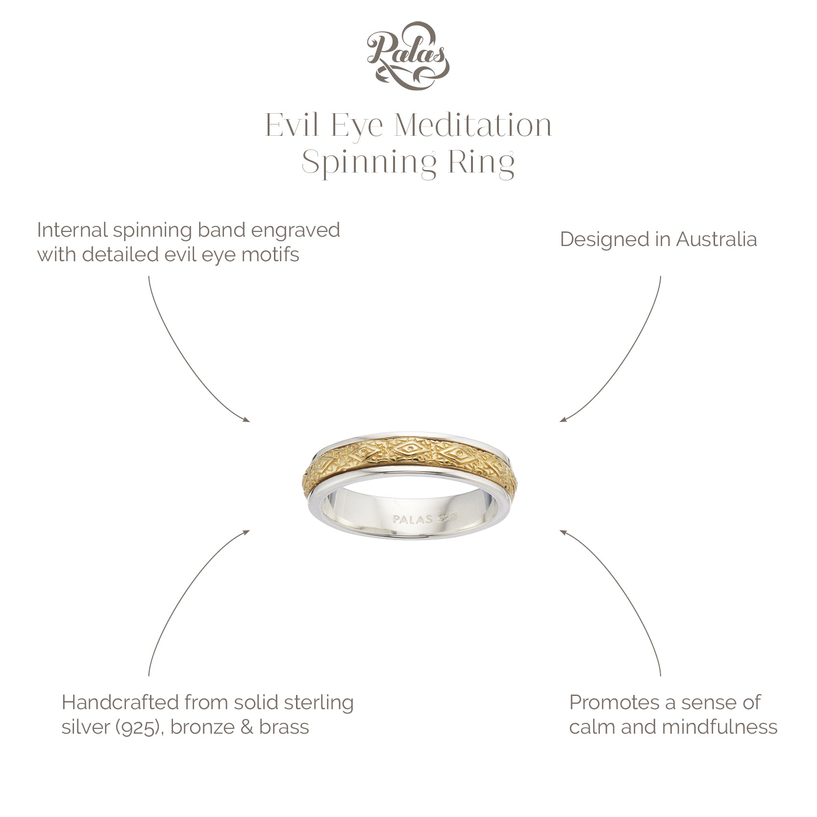 Evil eye meditation spinning ring
