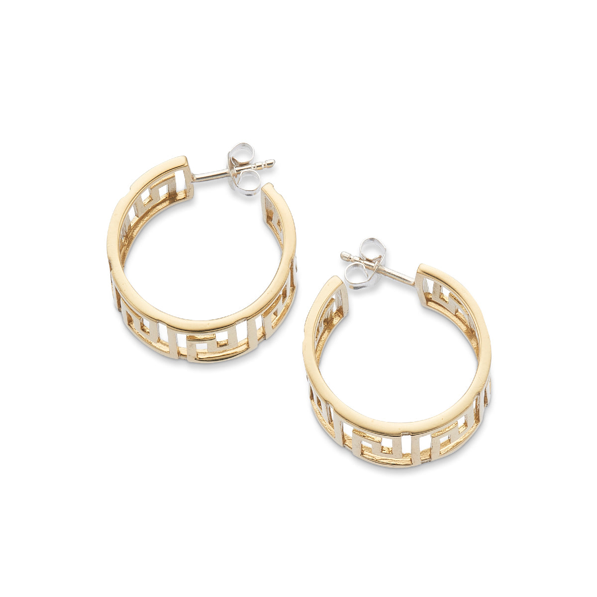 Greek golden key hoop earrings