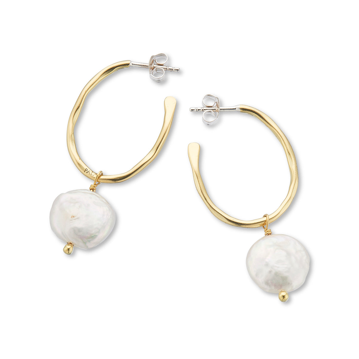 Prosperity pearl oval hoop earrings