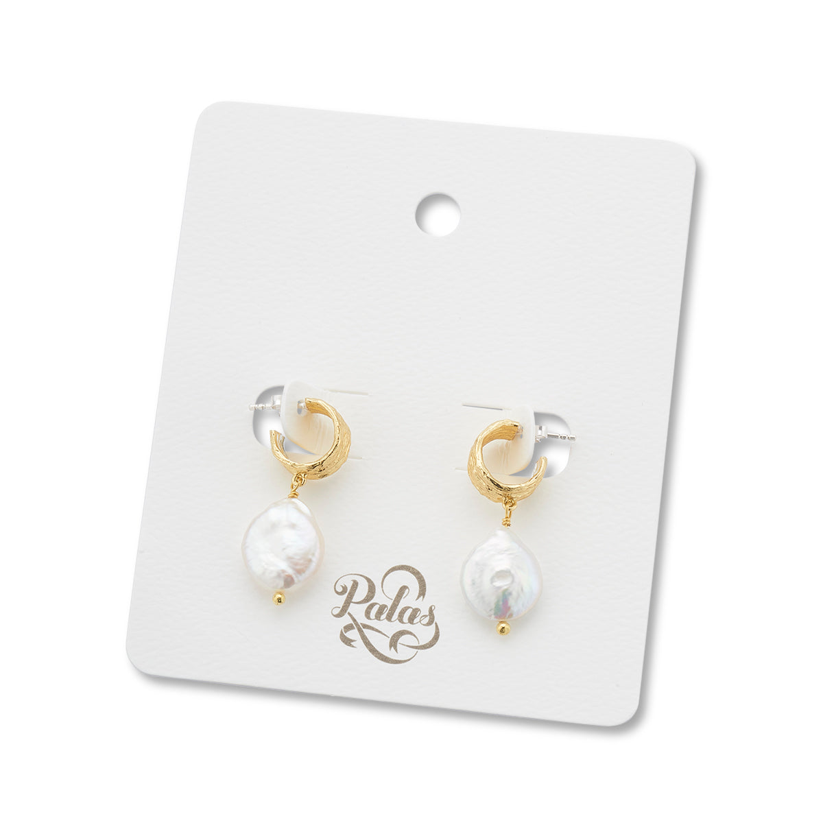 Wide hoop and baroque pearl earrings