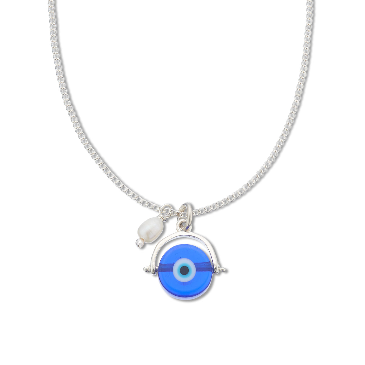 Mati evil eye charm & pearl necklace (adjustable)