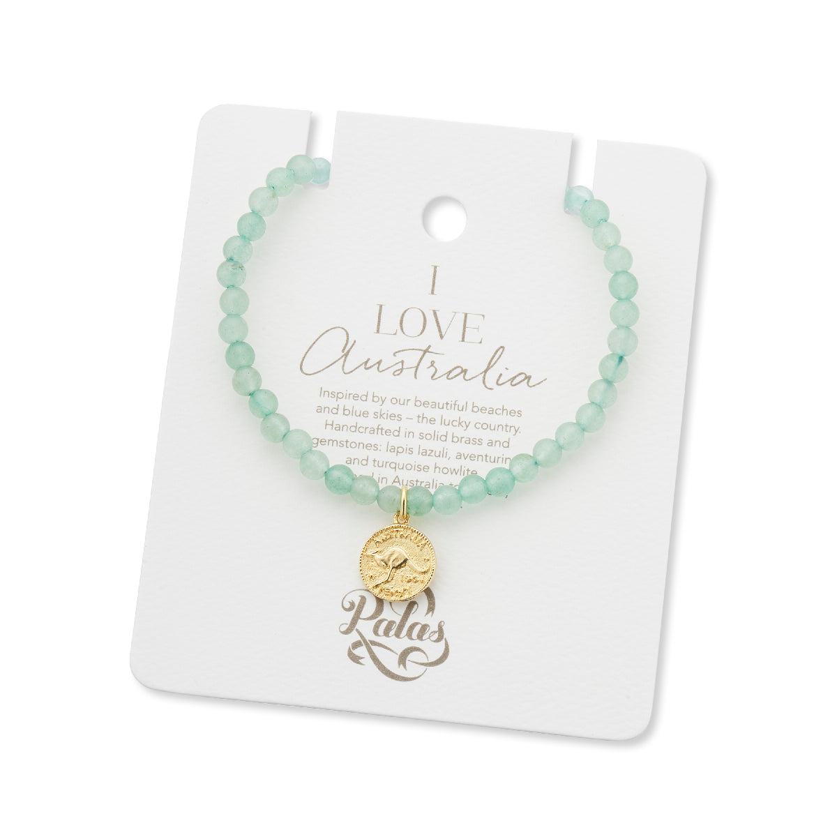 Kangaroo penny charm aventurine bracelet