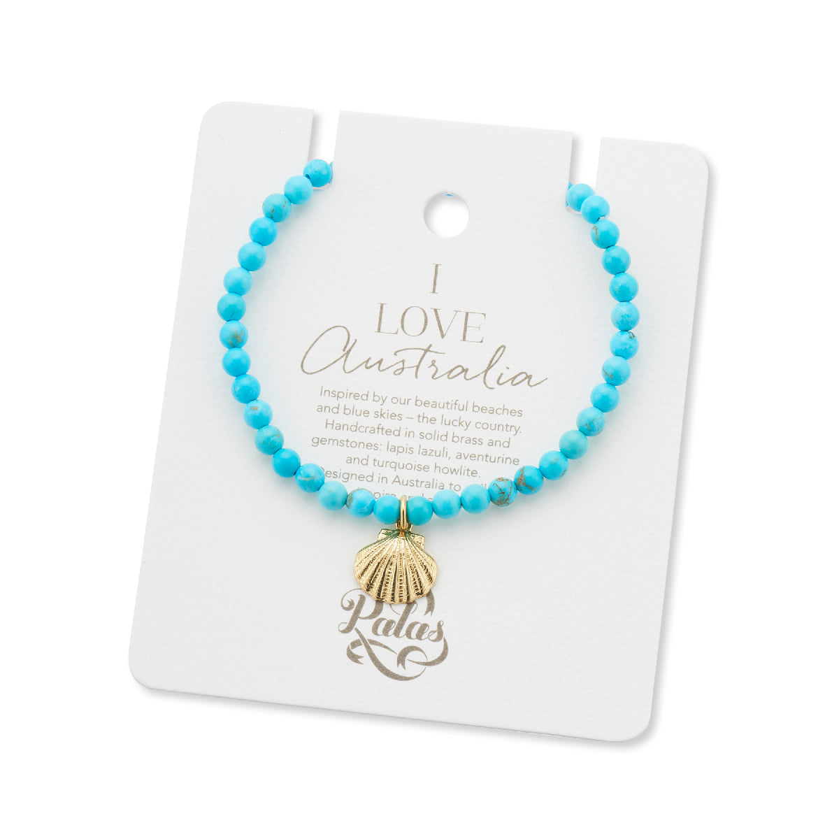 Noosa shell charm turquoise howlite bracelet