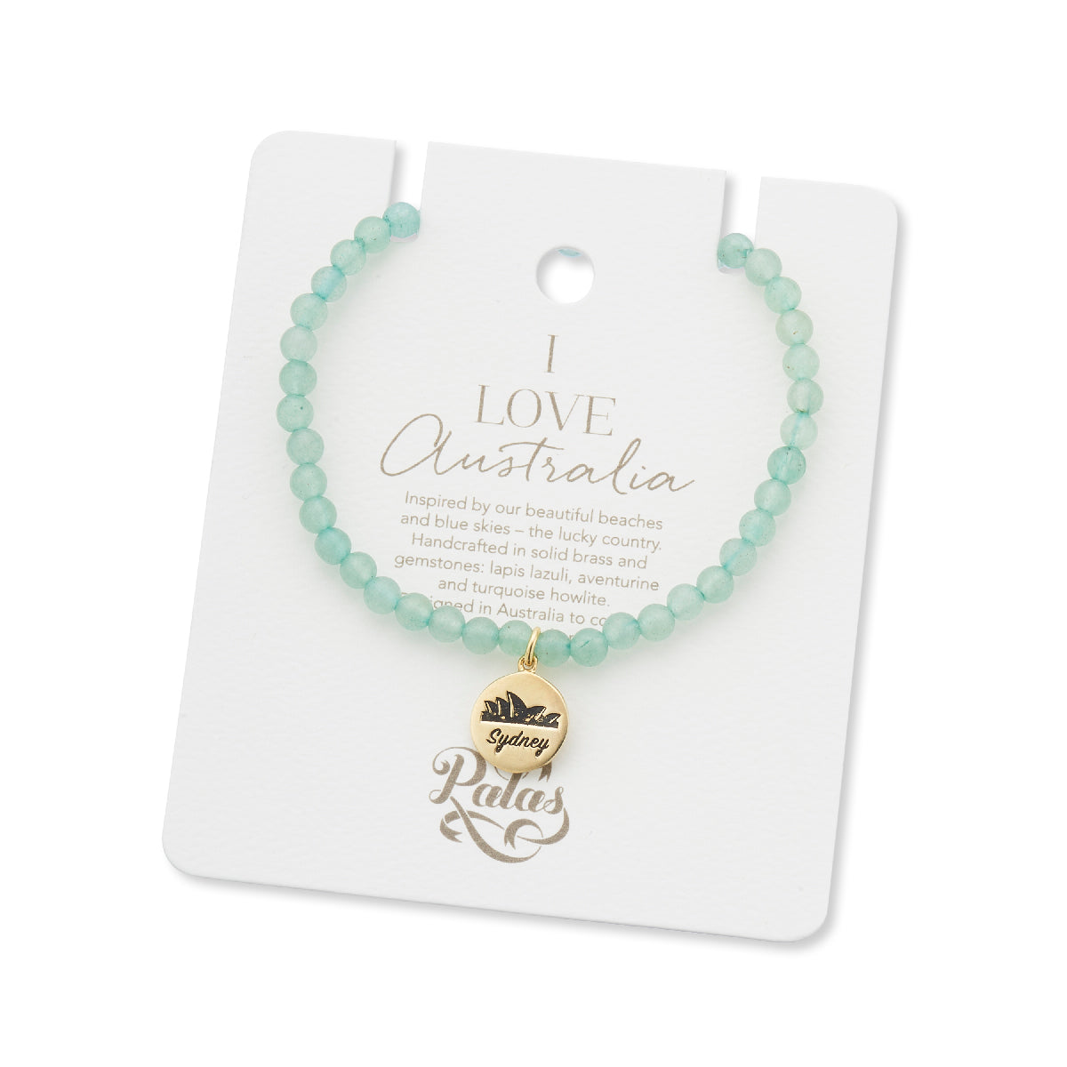 Sydney Opera House charm aventurine bracelet