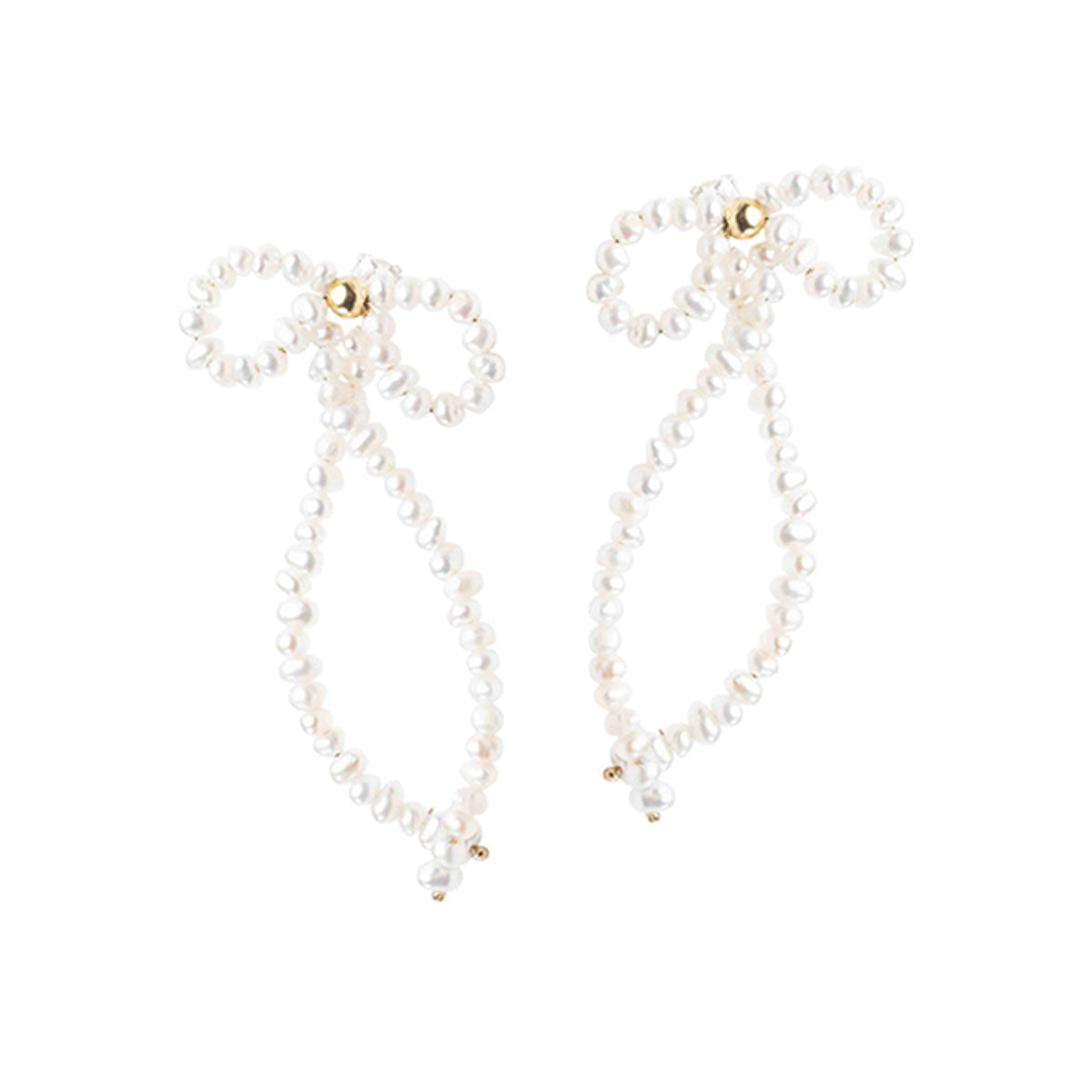 Tied with love bow pearl earrings