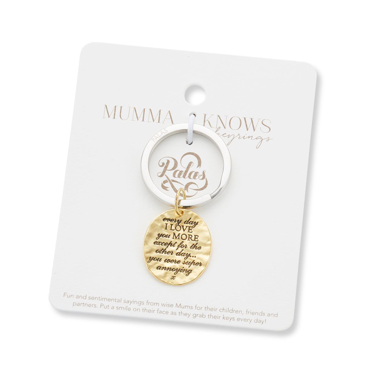'Love you more' charm keyring