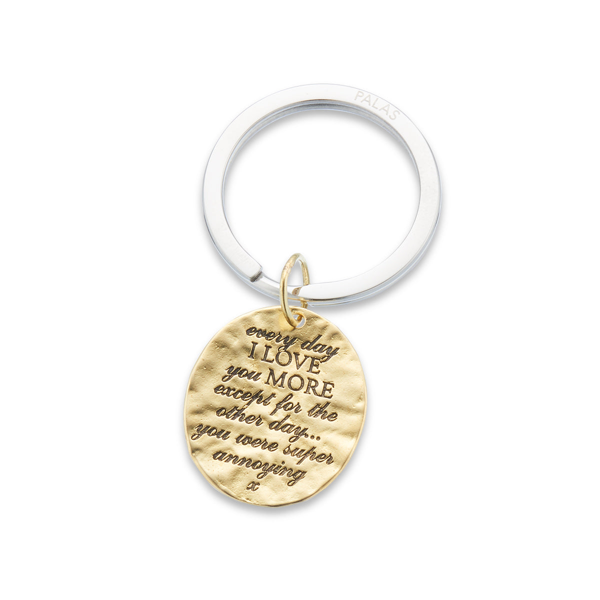 'Love you more' charm keyring