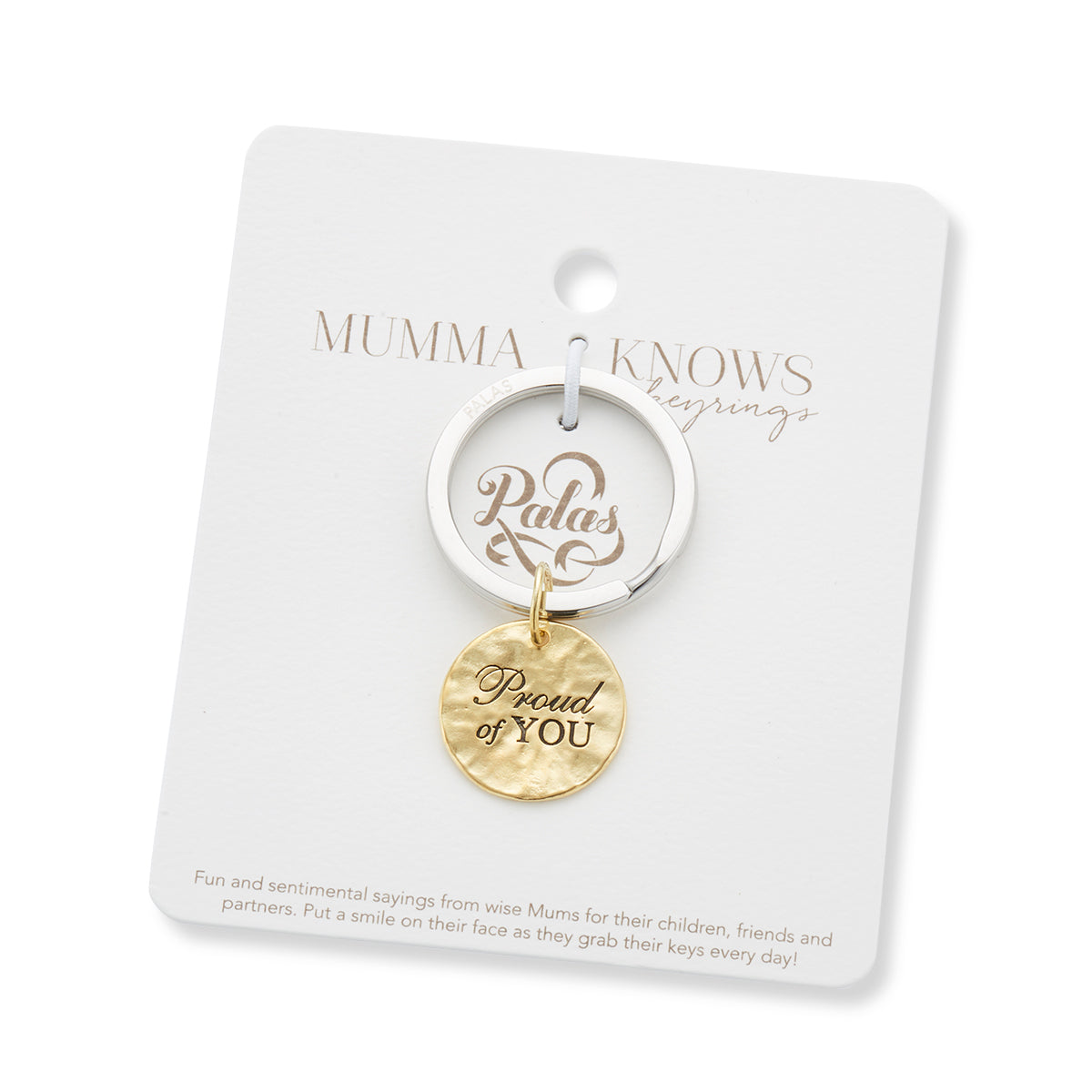 'Proud of you' charm keyring