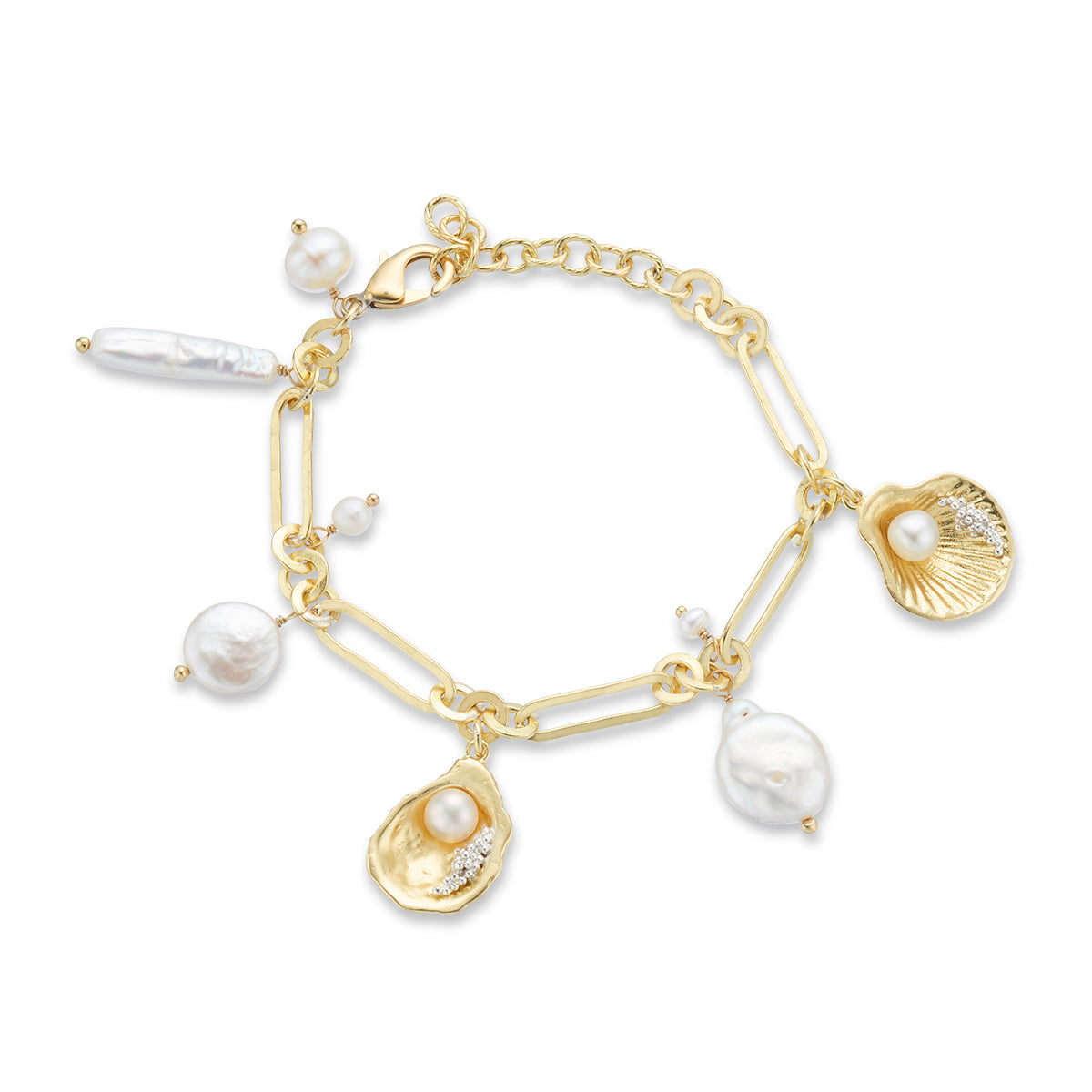 The world is your oyster pearl charm bracelet