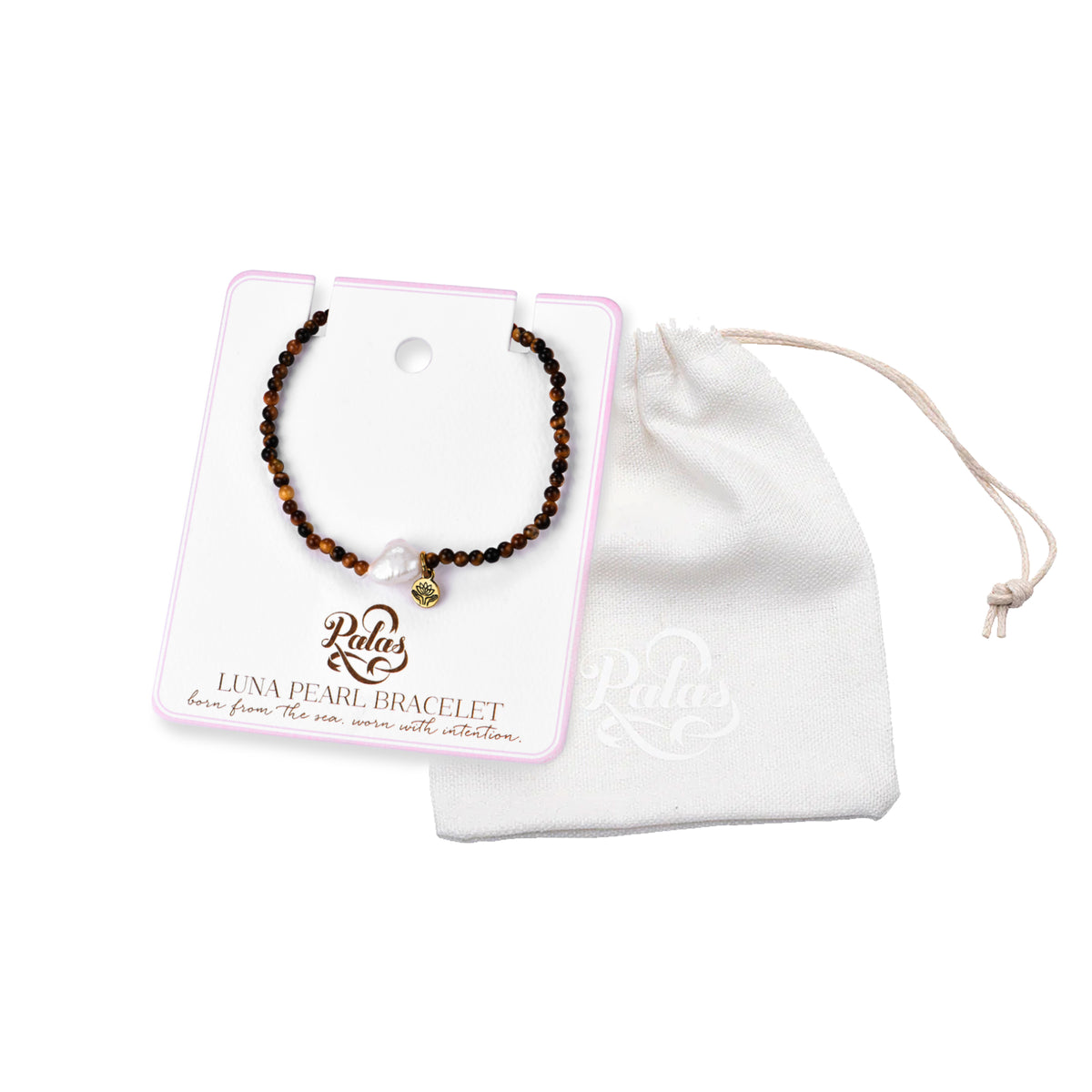 Tiger's Eye 'courage' luna pearl bracelet