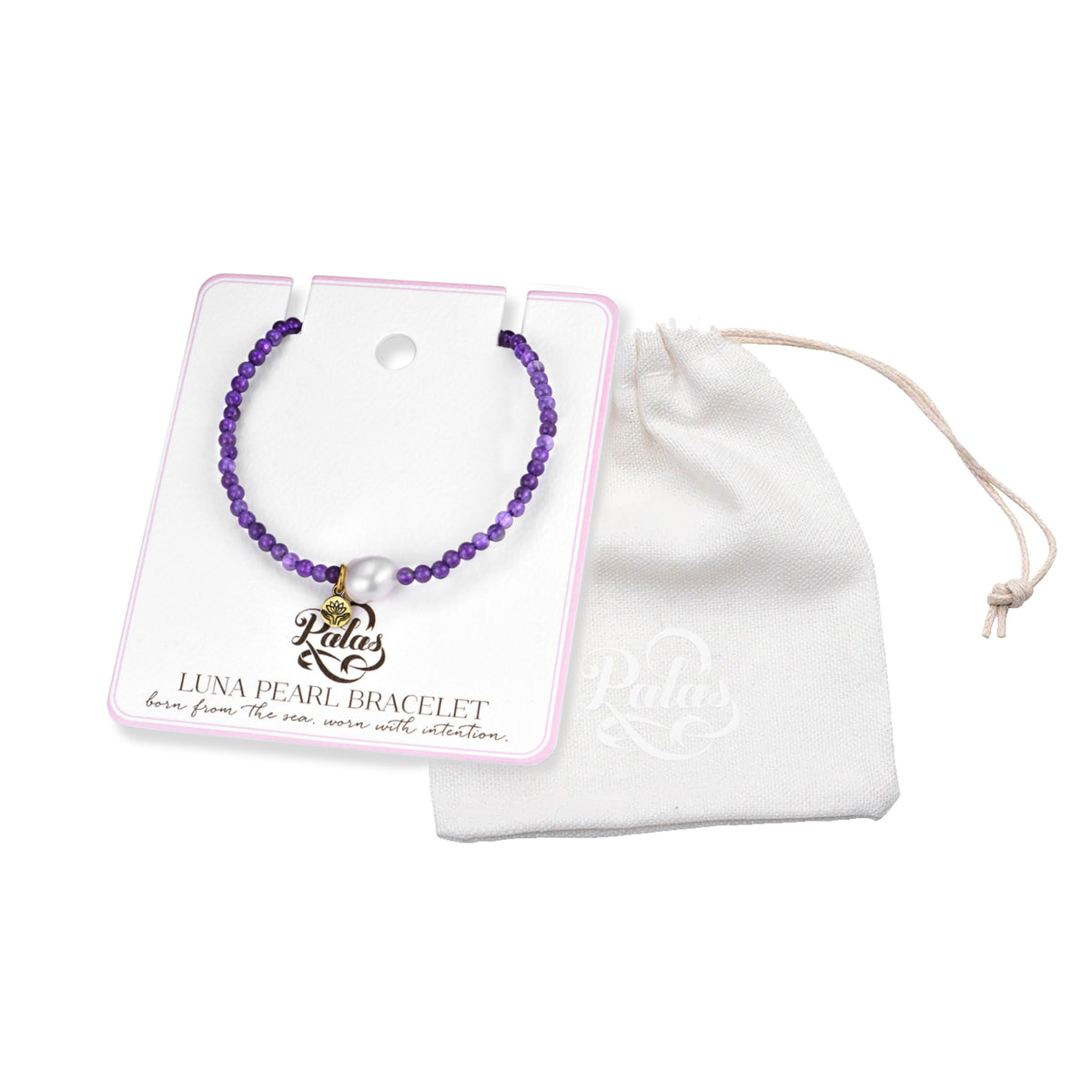 Amethyst 'protection' luna pearl bracelet