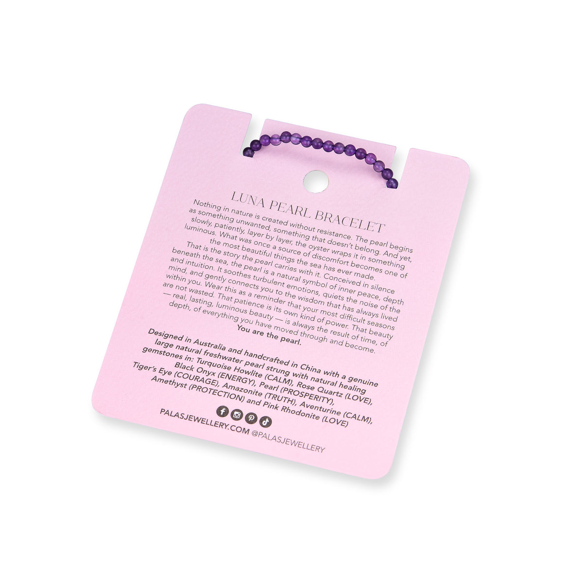 Amethyst 'protection' luna pearl bracelet