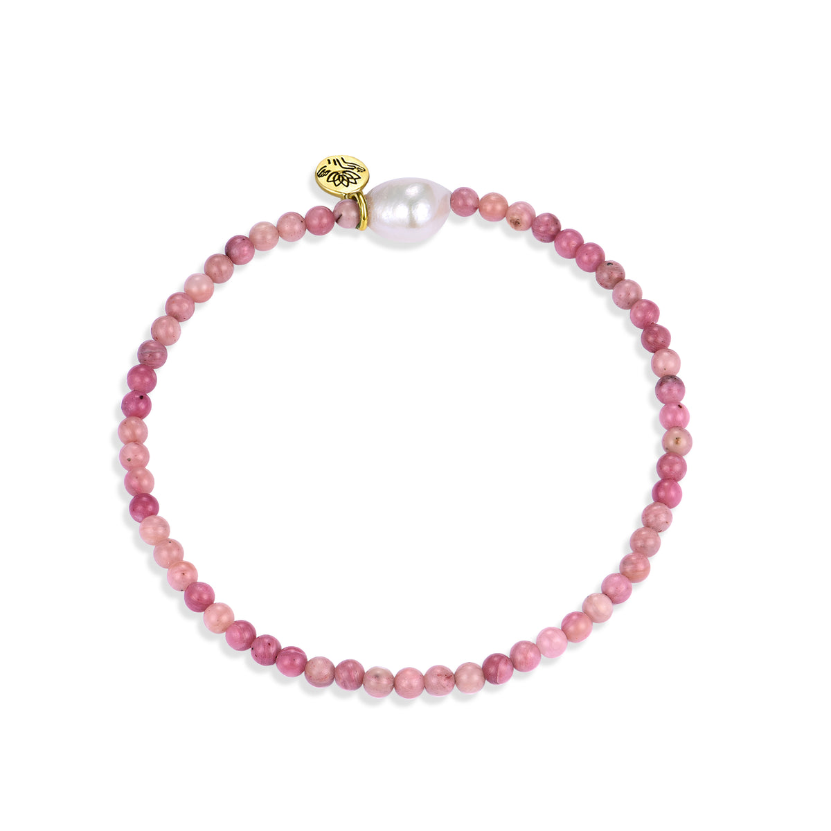 Pink Rhodonite 'love' luna pearl bracelet