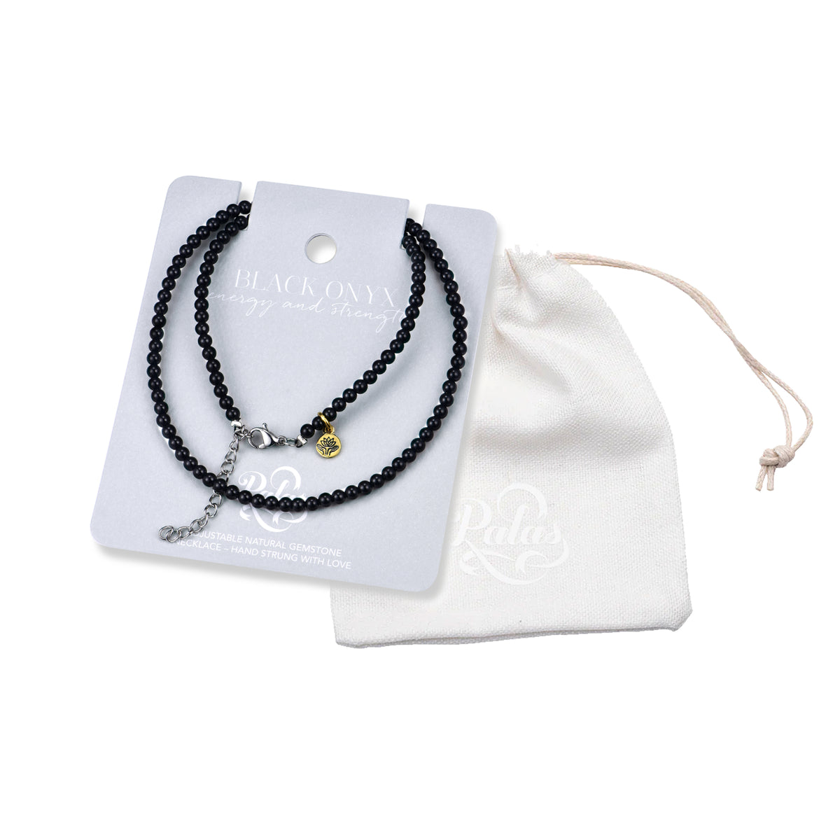 Black Onyx 'energy & strength' healing gem necklace