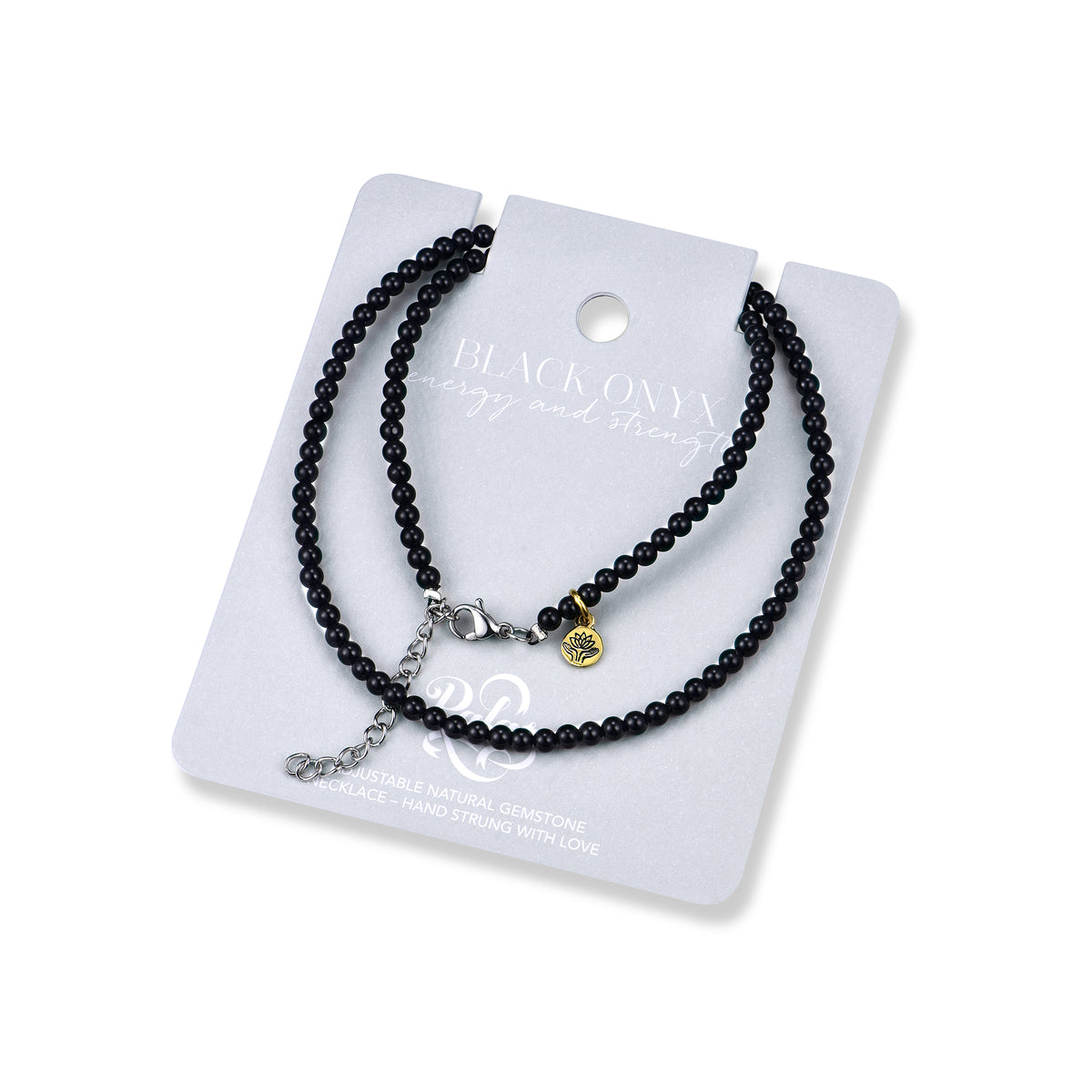 Black Onyx 'energy & strength' healing gem necklace