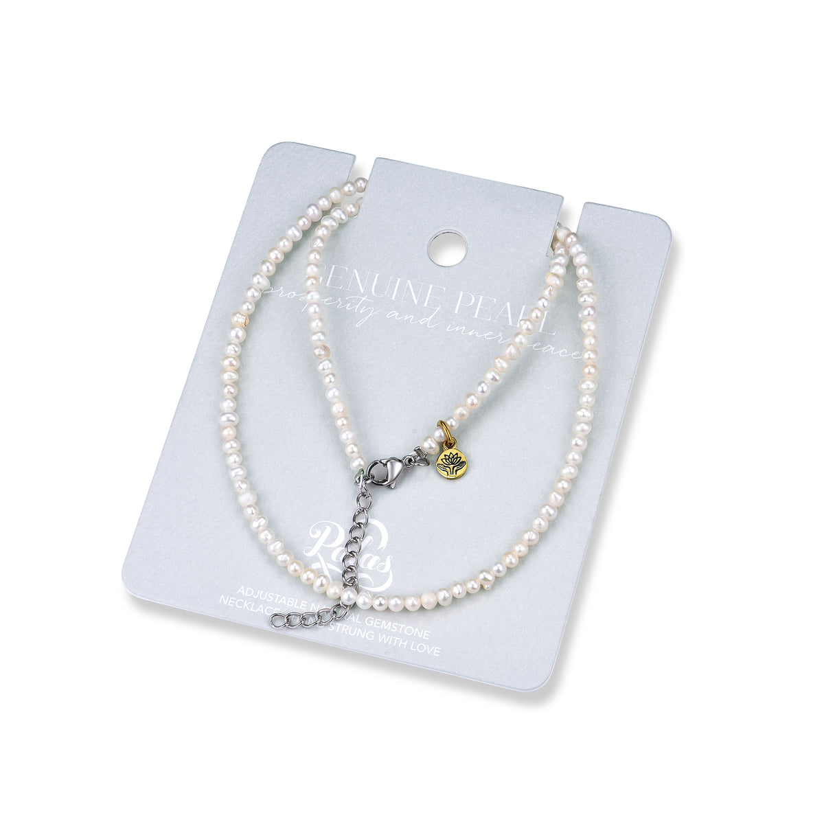 Pearl 'prosperity & inner peace' healing gem necklace