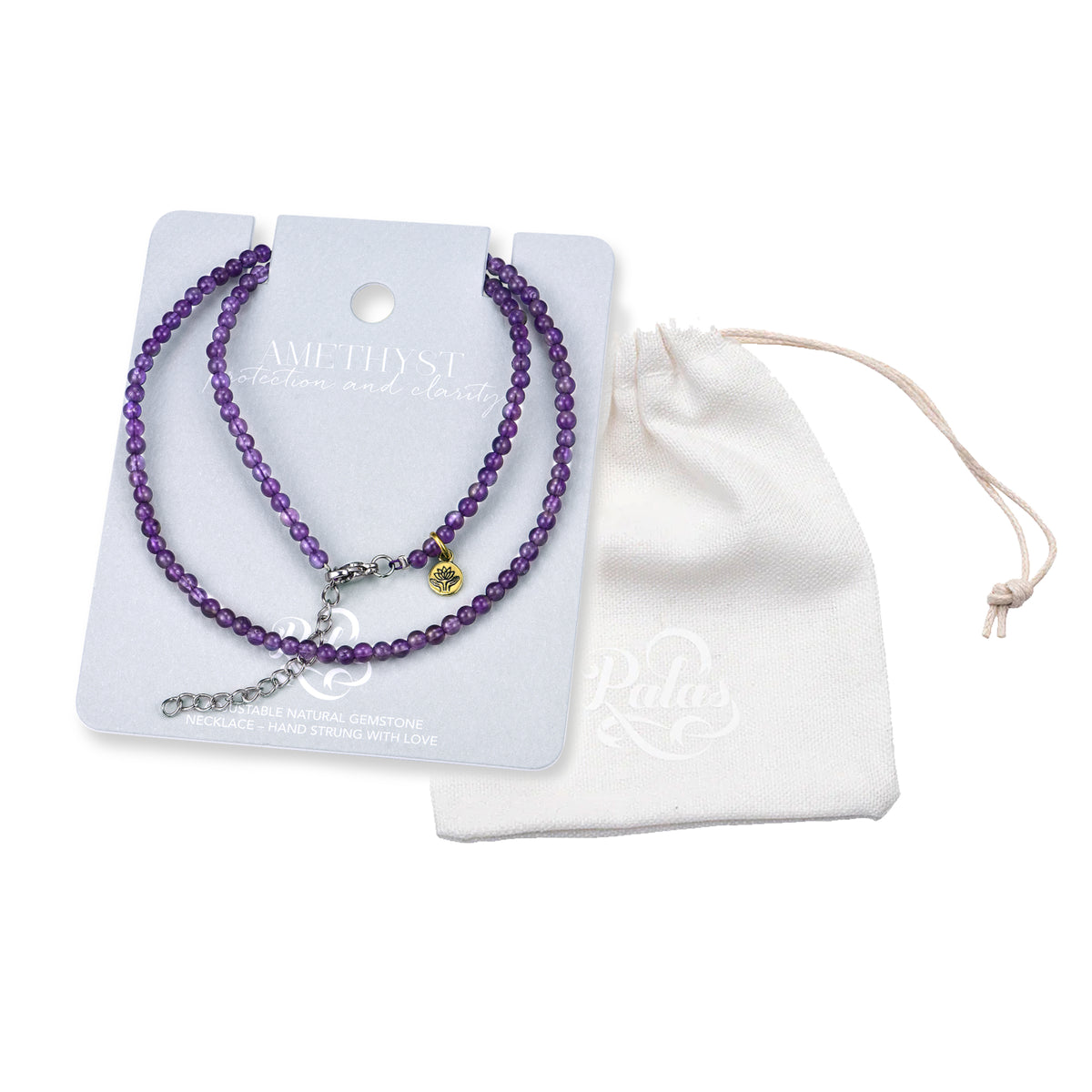 Amethyst 'protection & clarity' healing gem necklace