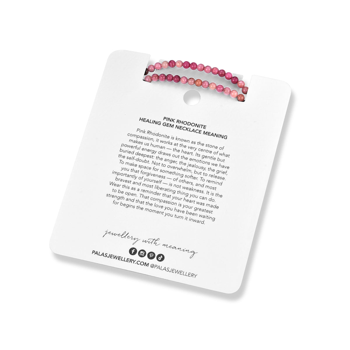 Pink Rhodonite 'unconditional love' healing gem necklace