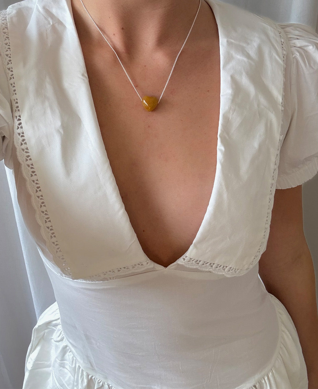 Yellow Jade ‘joy’ heartstone necklace