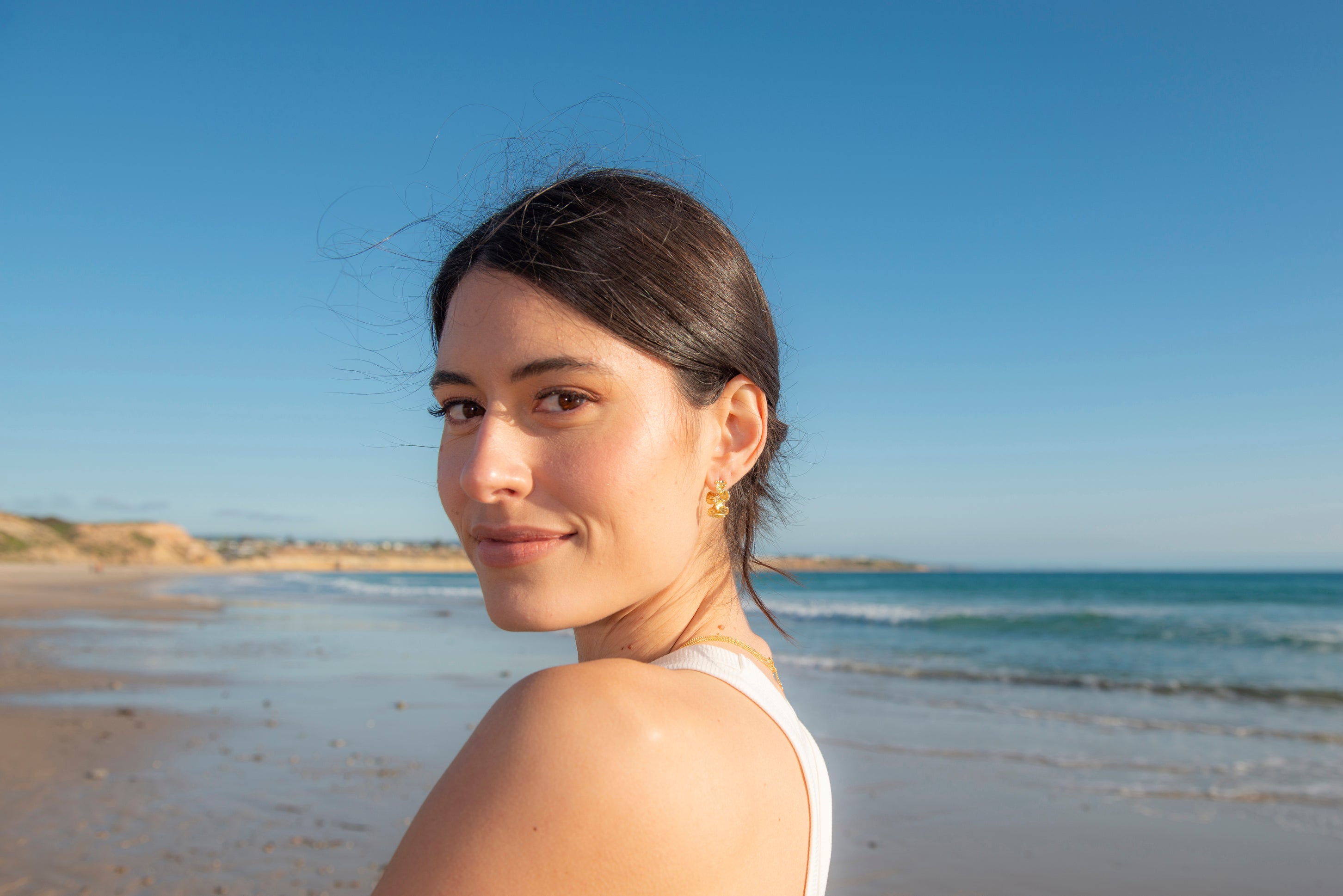 Tranquility coral hoop earrings