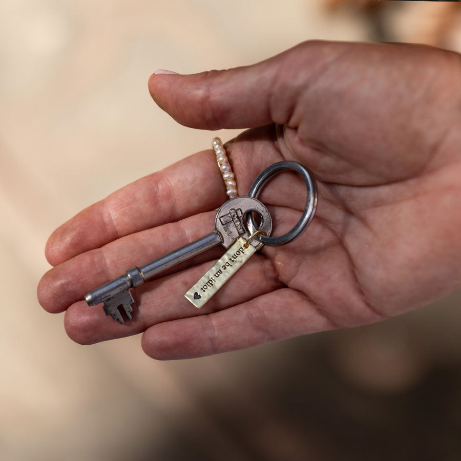 'Don't be an idiot' charm keyring