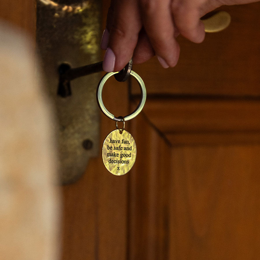 'Good decisions' charm keyring