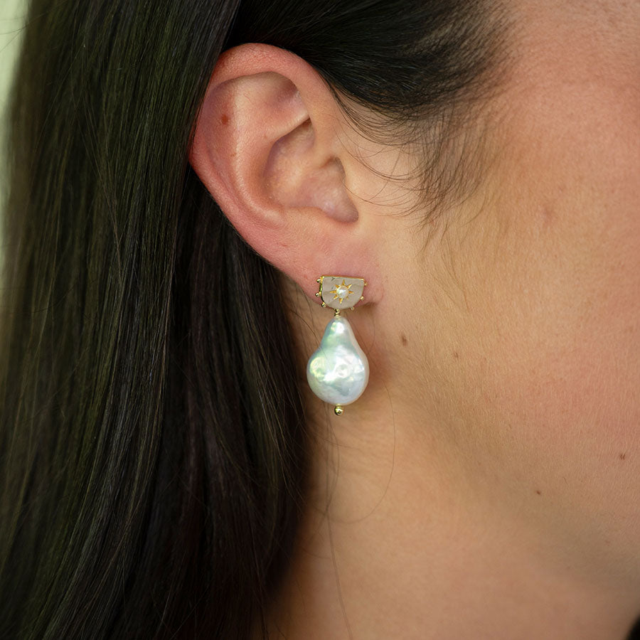 Star of the sea pearl drop earrings