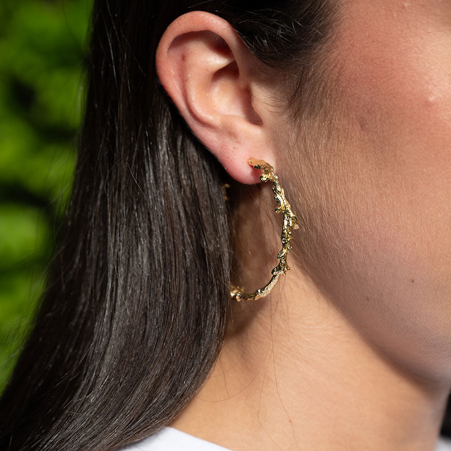 Coral protection hoop earrings