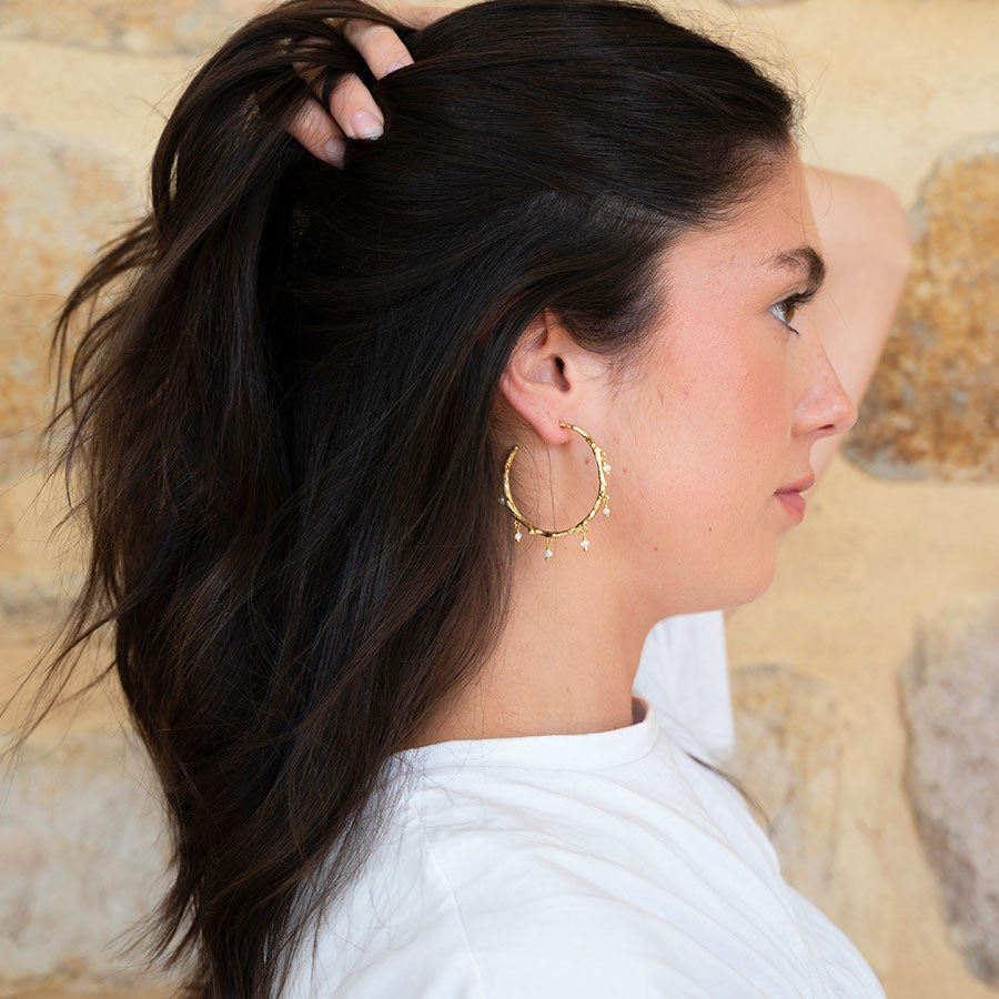 Moonlit tide pearl hoop earrings