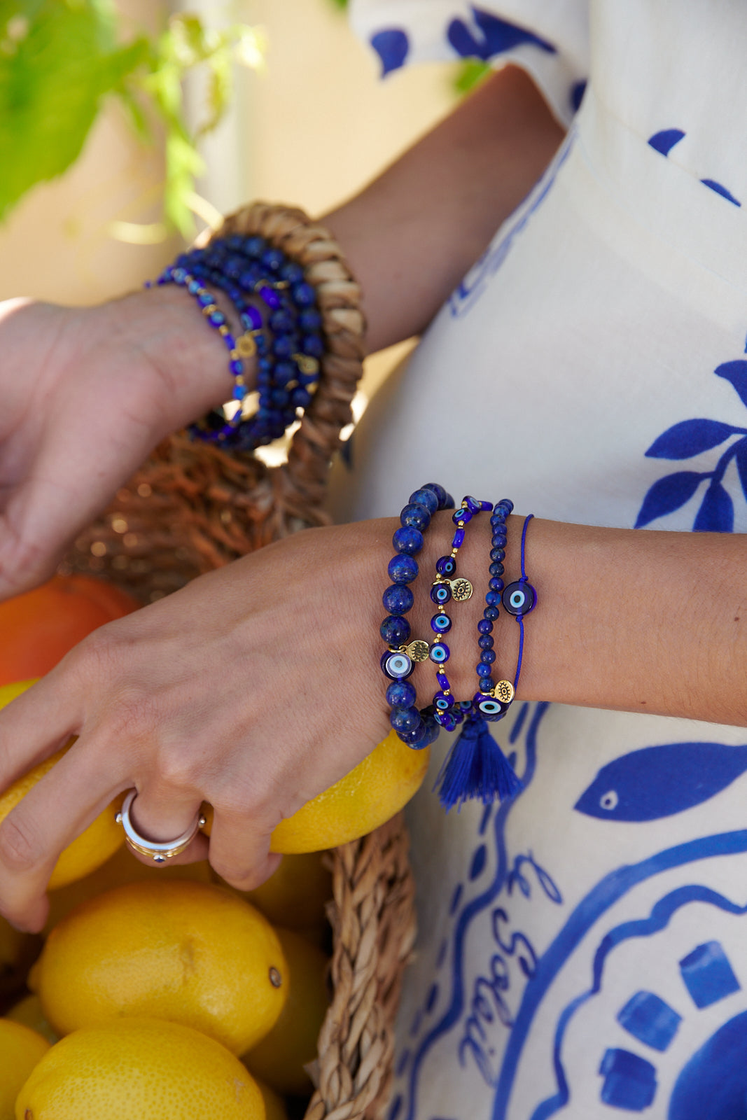 Mati Evil Eye Lapis 8mm Gemstone Bracelet