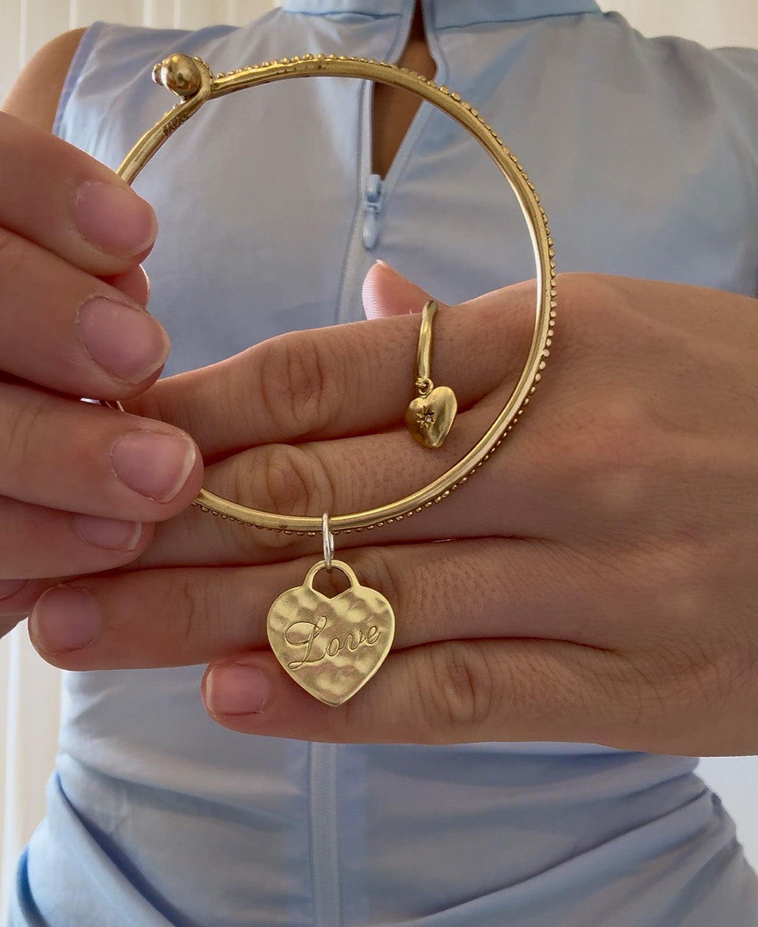 Engraved with love heart charm