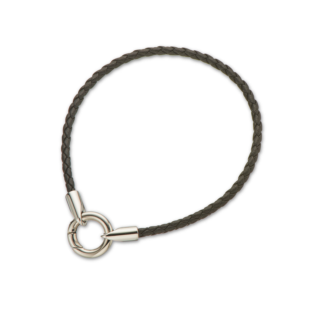 Round plaited fine leather bracelet