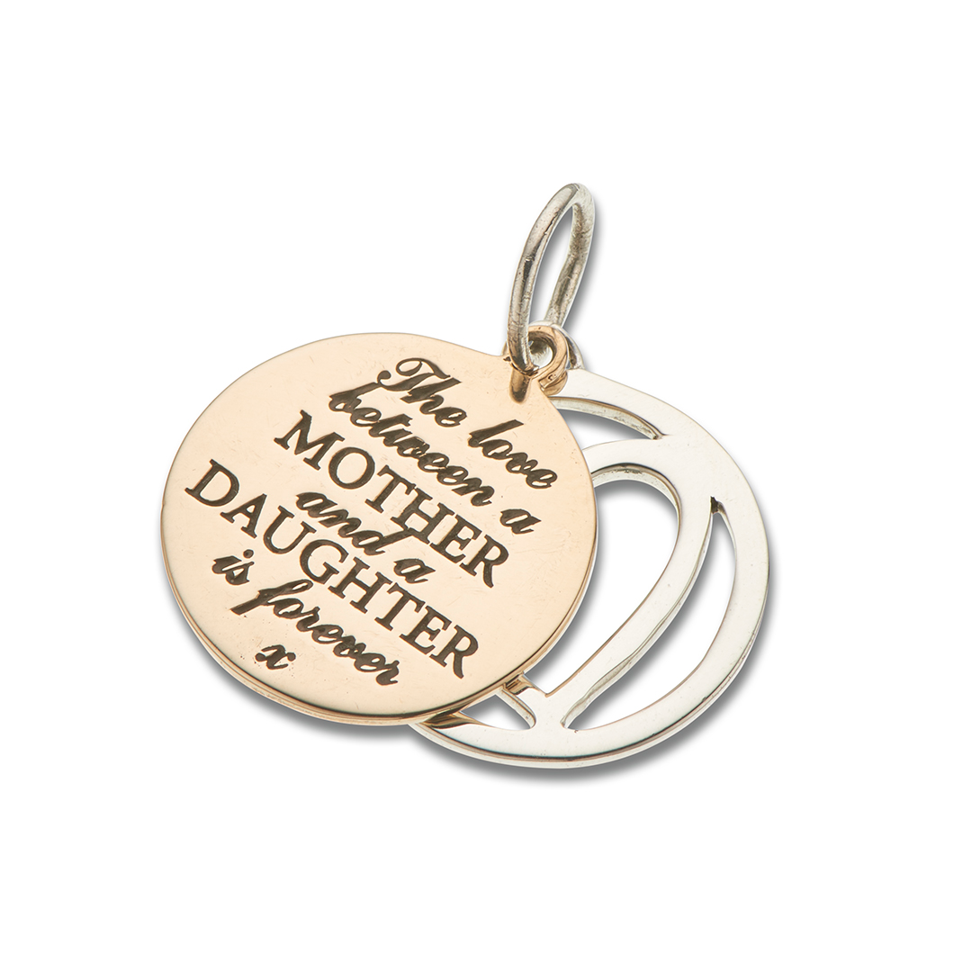 Love between mother & daughter heart slider charm