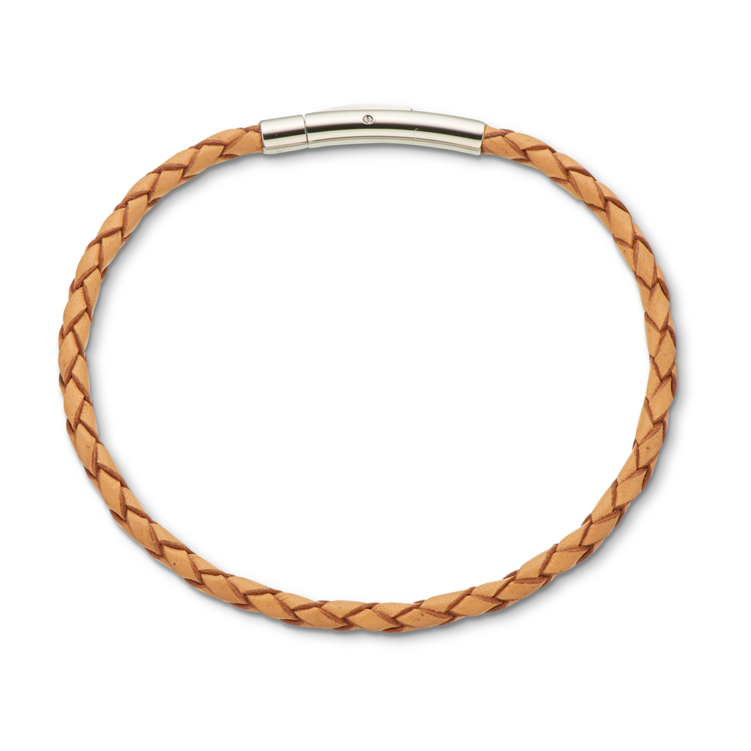 Fine leather plaited bracelet 19cm