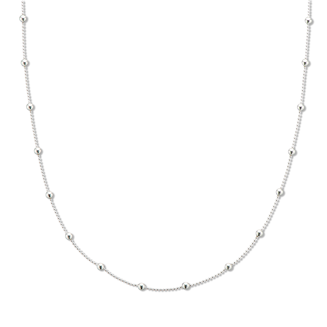 Silver fine ball bead chain necklace