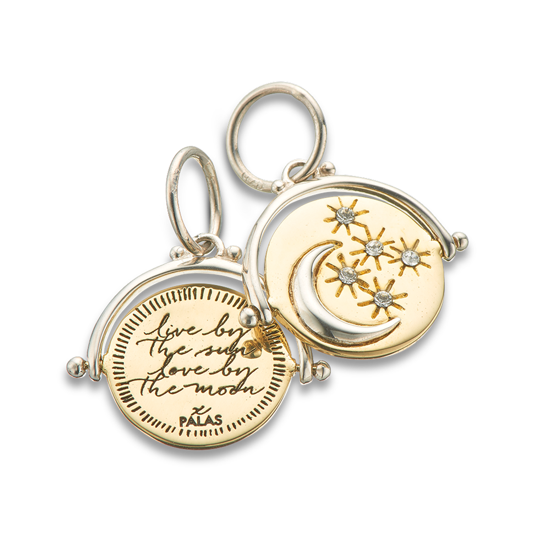 Live by the sun love by the moon spinner charm