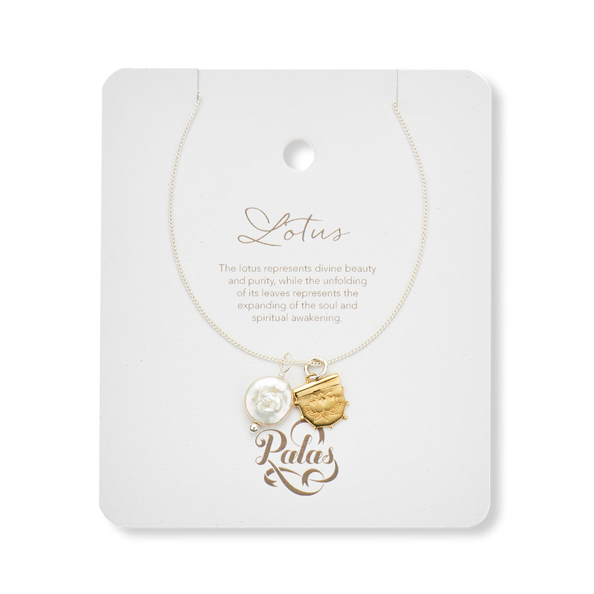 Lotus and pearl amulet necklace