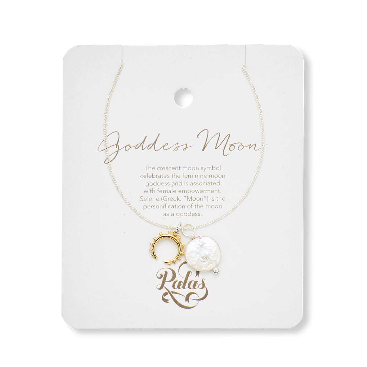 Goddess moon and pearl amulet necklace