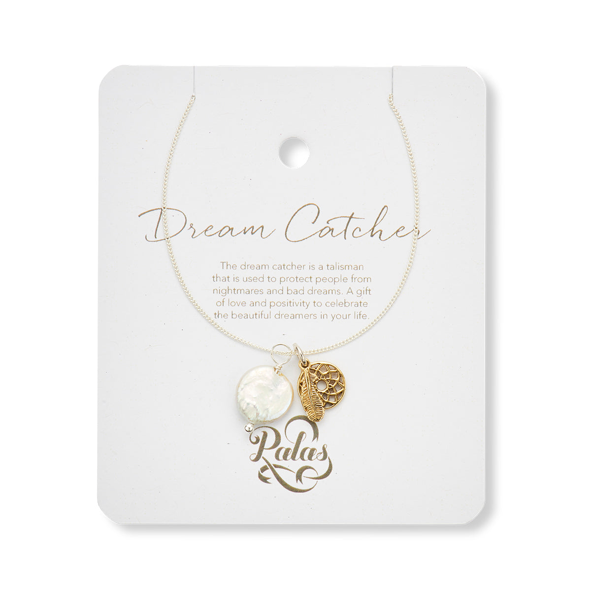 Dream catcher and pearl amulet necklace