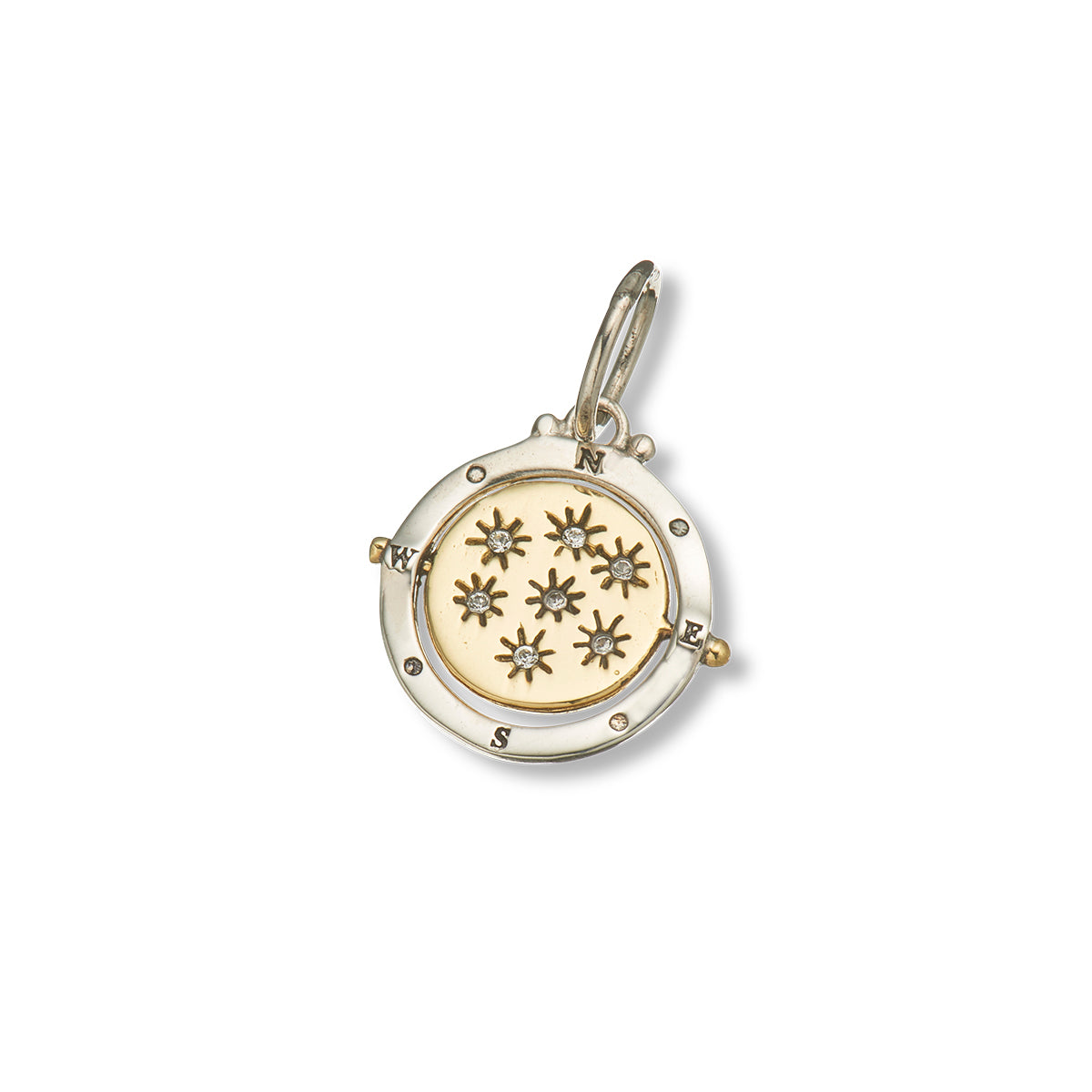 Moon and stars direction spinner charm