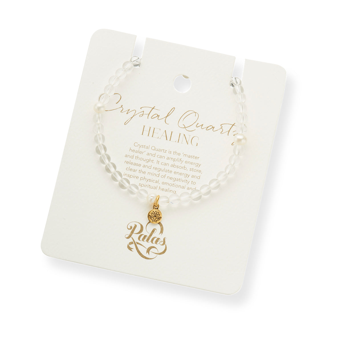 Crystal quartz & pearl prosperity gem bracelet