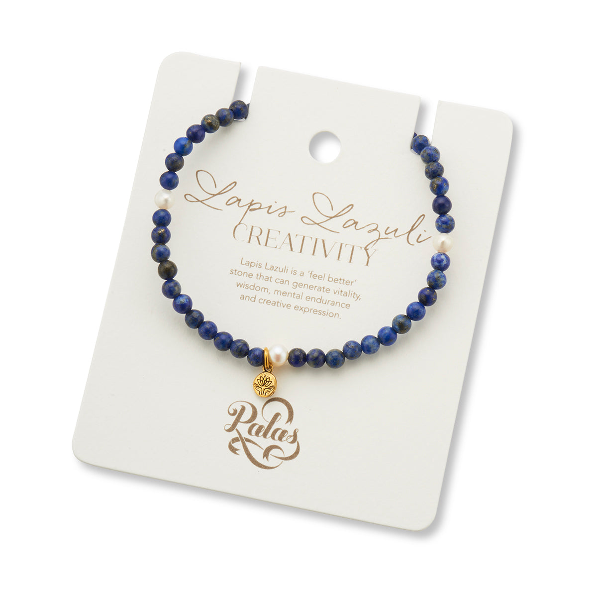 Lapis lazuli & pearl prosperity gem bracelet