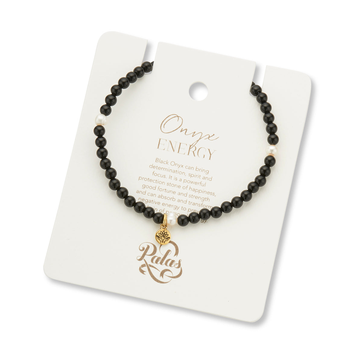 Onyx & pearl prosperity gem bracelet