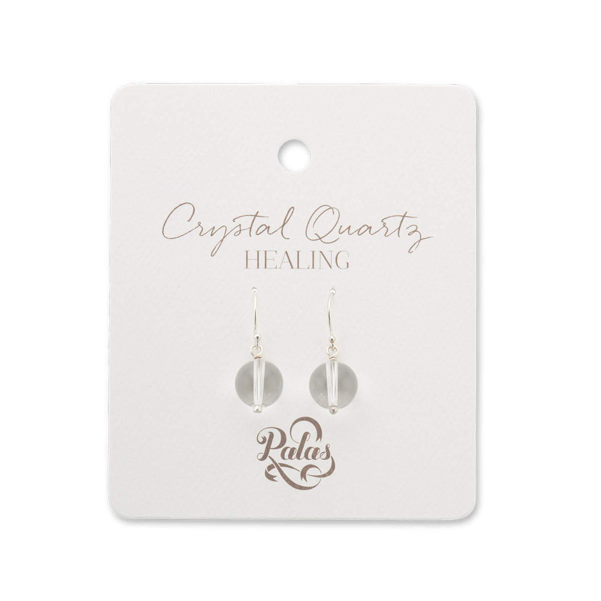 Crystal quartz healing gem earrings