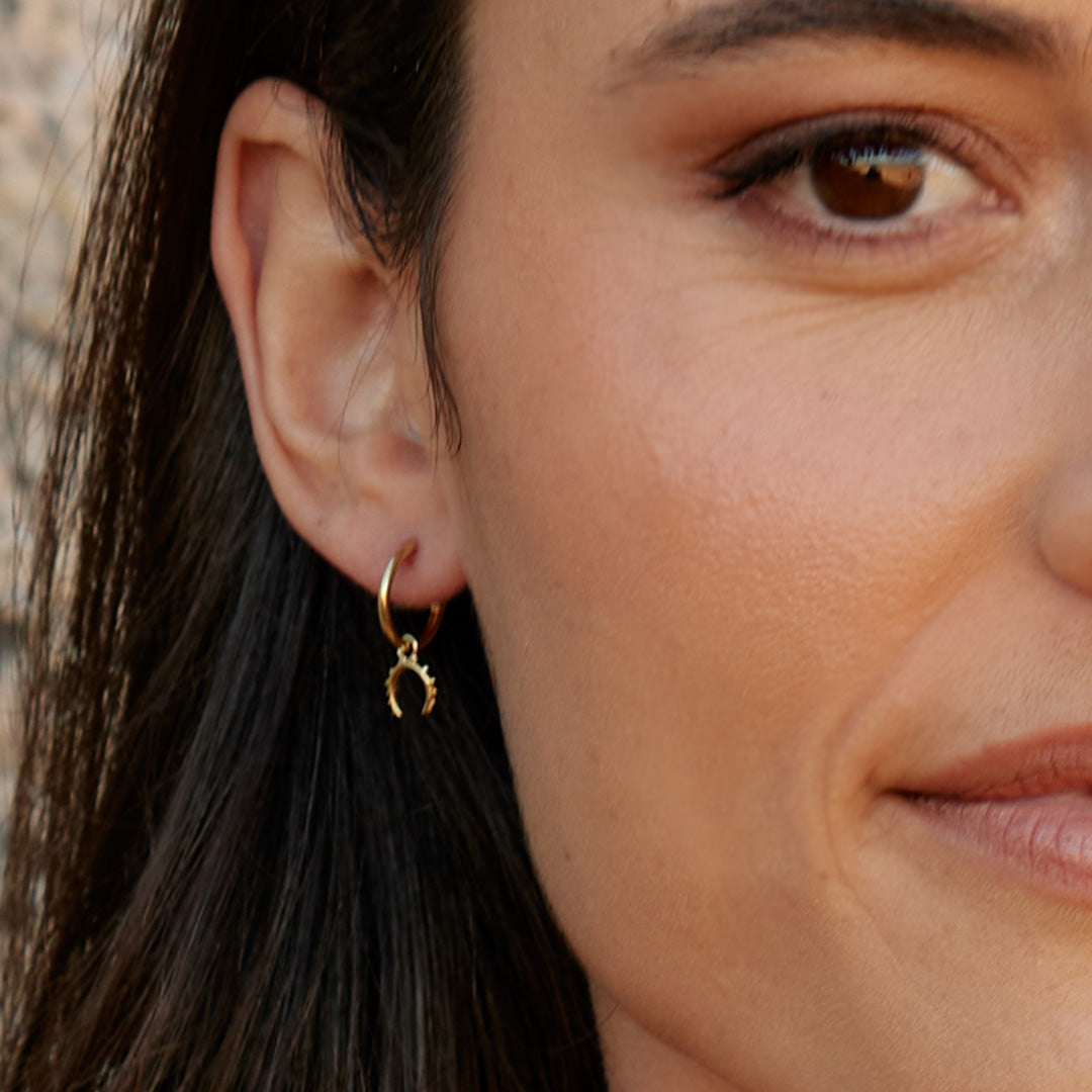 Goddess moon hoop earrings