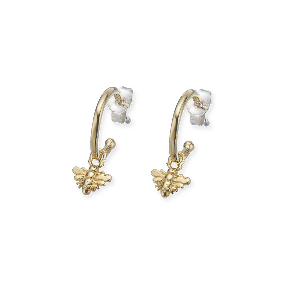 Golden bee hoop earrings