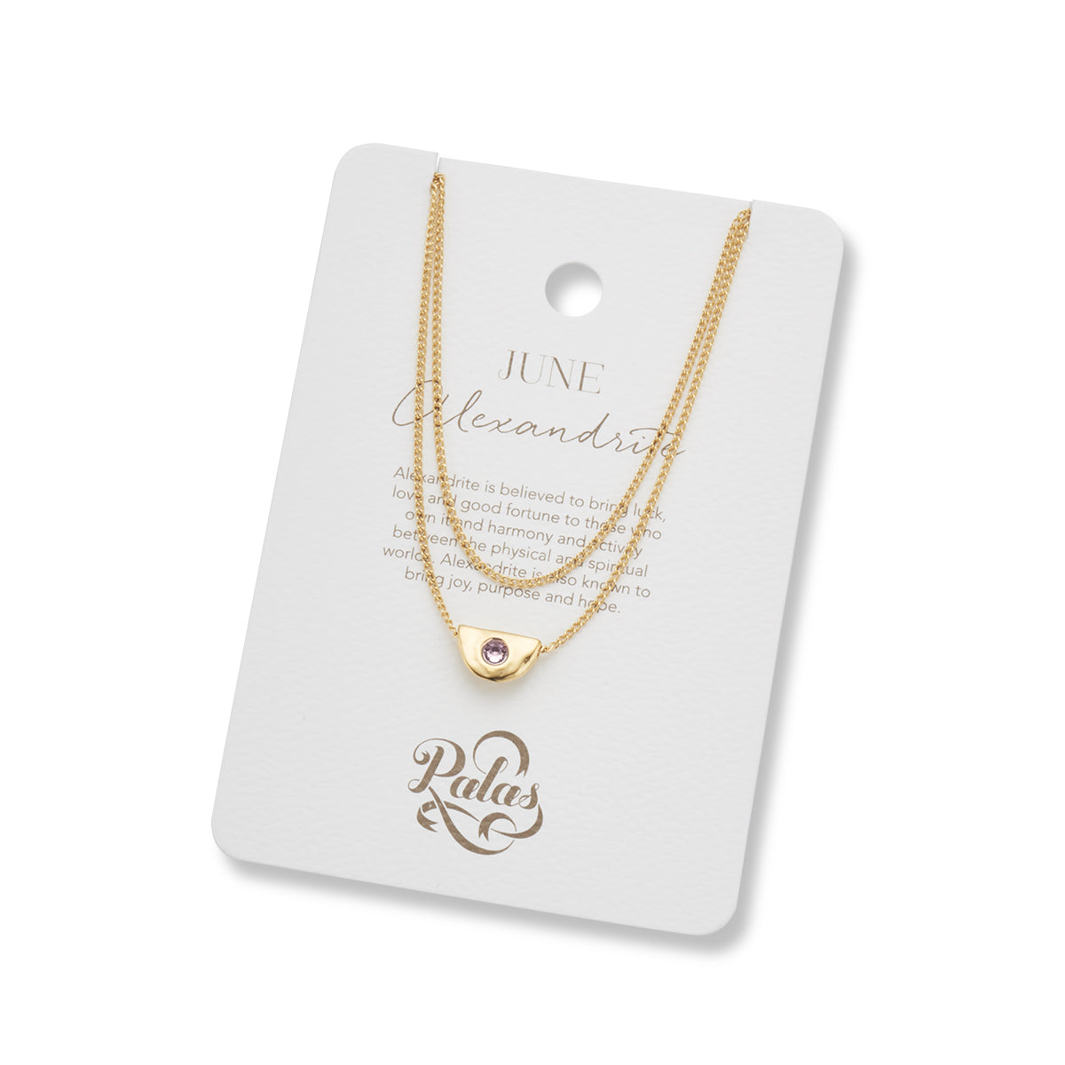 June Alexandrite birthstone necklace 18k gold plated