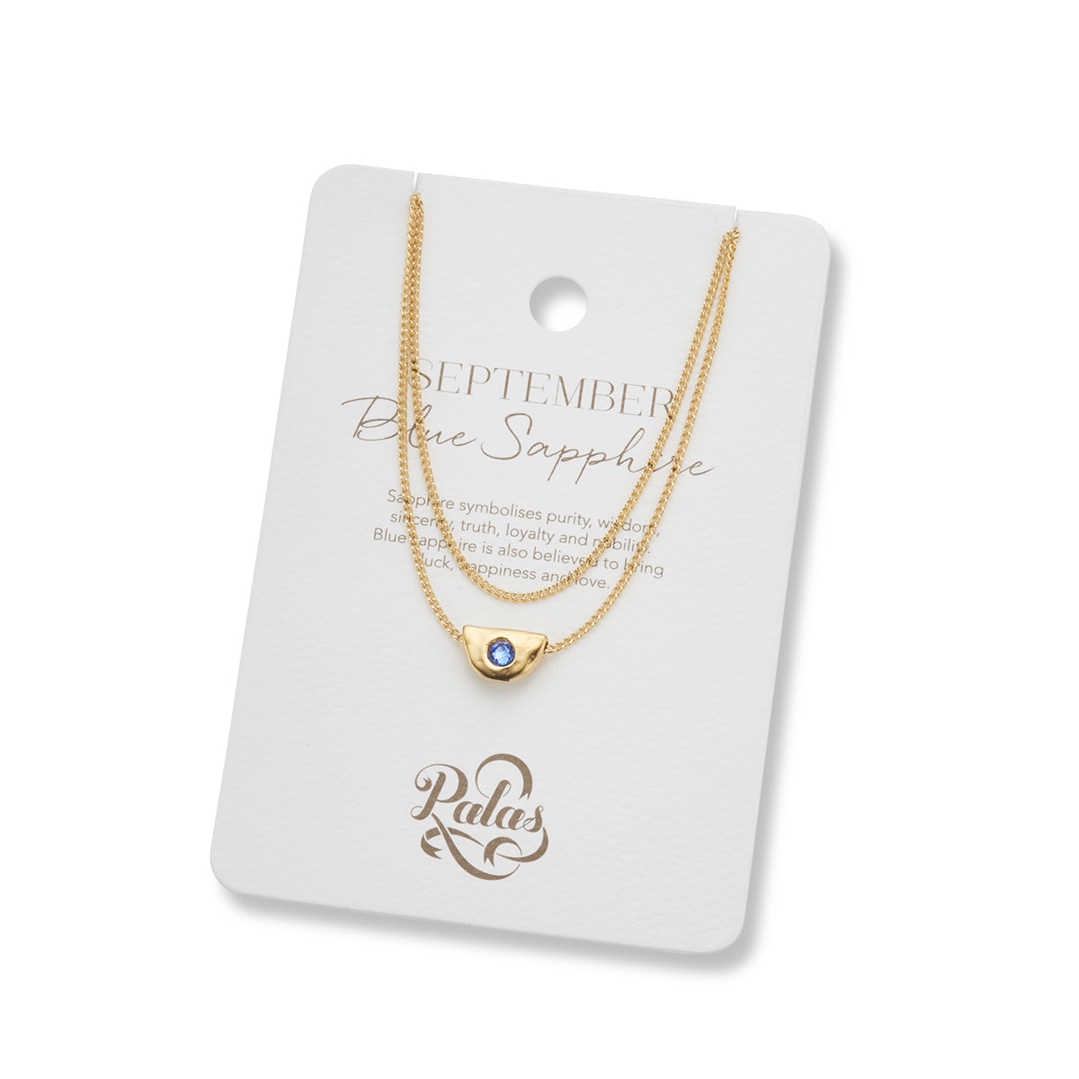 September sapphire birthstone necklace 18k gold plated