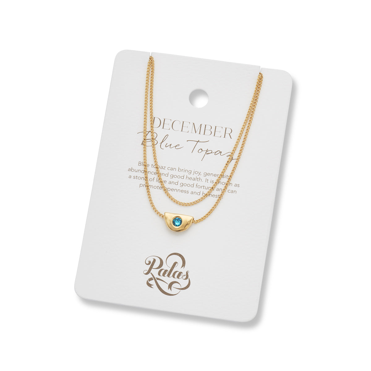 December blue topaz birthstone necklace 18k gold plated