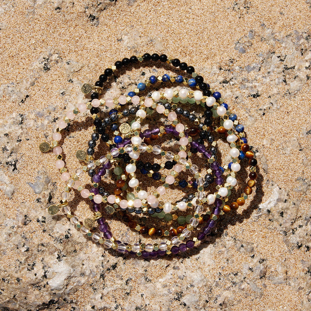 Hematite aura of gold gem bracelet